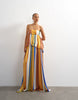 Topshop premium satin dropped waist bandeau maxi dress in striped print