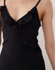 Esmée strappy maxi beach dress with ruffle detail in black