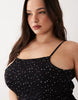 Esmee Curve shirred maxi beach dress in black & white polka dot