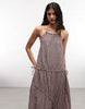 COLLUSION high neck channel detailing midi dress in pink gingham