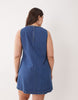 Curve denim fit and flare shift dress in mid blue