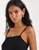 PIECES babydoll cami mini dress in black