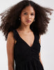 Vero Moda cotton ruched plunge front tiered maxi dress in black