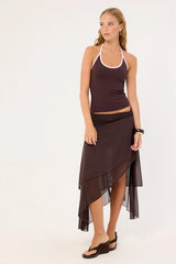 L&t Contrast Bind Halter Top Brown