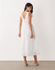 Gina Tricot pure cotton V-neck midi dress with corset waist in white flower print