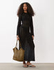 Mango crochet knit long sleeve maxi dress in black