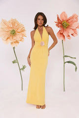 Meadow Daze Halter Maxi Dress Yellow