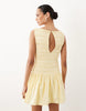 Abercrombie & Fitch slash neck smocked skort mini dress in butter yellow