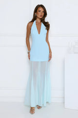 Diamond District Halter Maxi Dress Blue