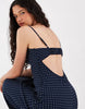 Hollister twist bust slip midi dress in navy polka dot print