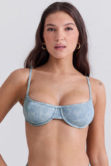 blue paisley underwired bikini top