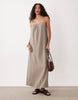 JDY Tall cheesecloth sleeveless maxi dress in light brown