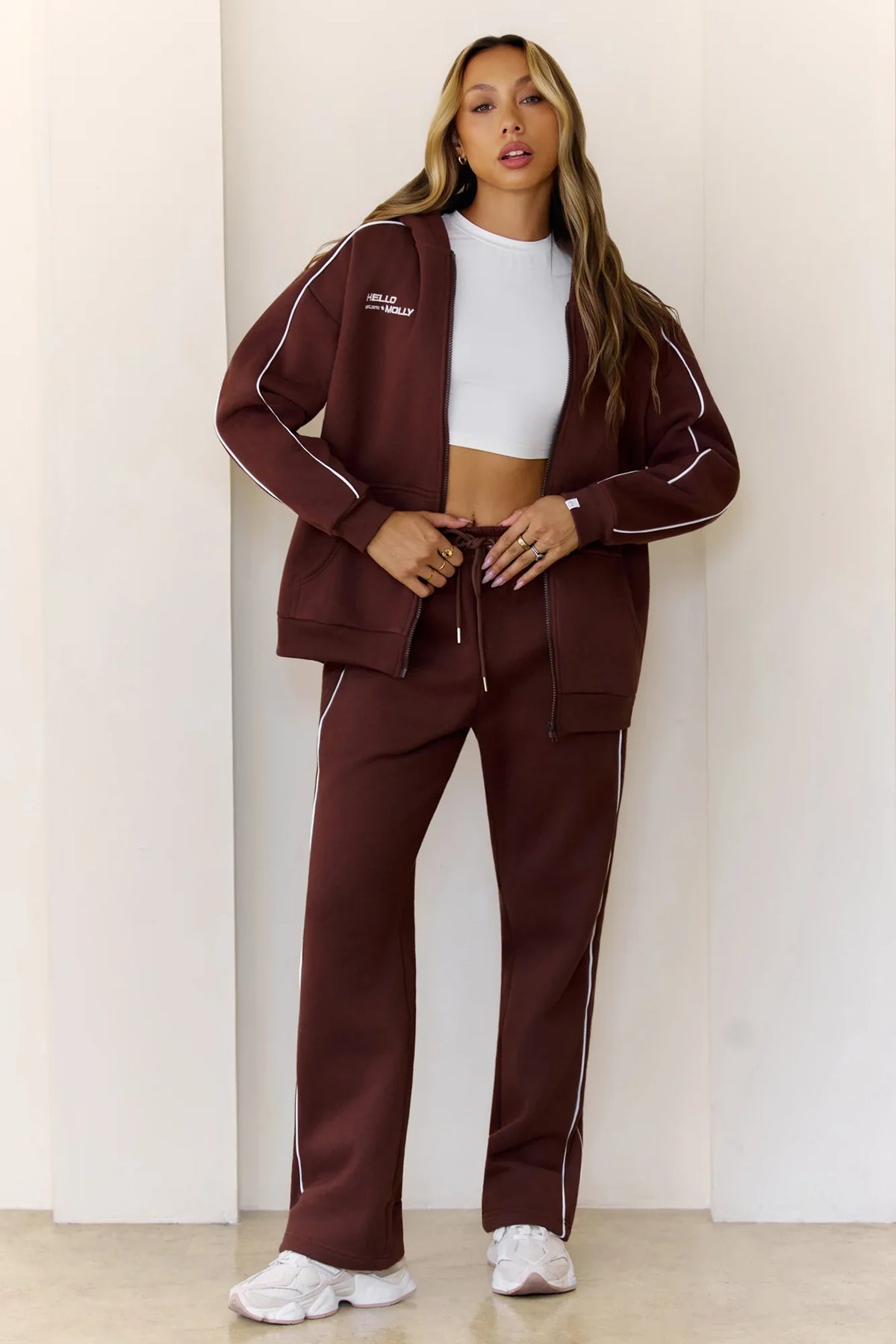BASE Fleece Zip Up Hoodie Brown
