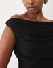 Oh Polly asymmetric one shoulder thigh high split maxi dress in black