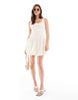 The Frolic exclusive poplin ruched bust dropped waist puffball mini dress in cream