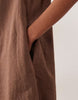 Monki linen blend sleeveless a-line mini dress with frayed edges in dark brown