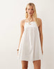 halterneck a-line hybrid mini dress in white