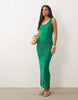 fine knit floral maxi dress in green