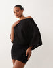 Gina Tricot slouchy boatneck mini dress in black