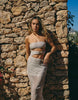 South Beach x Liv Silverman glitter mesh maxi dress with cutout detail in silver