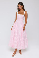 Vintage Vows Gingham Maxi Dress Blush