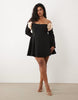 ASOS LUXE curve bardot mini skater dress with corsage details in black