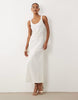 YAS scoop neck satin maxi dress in white