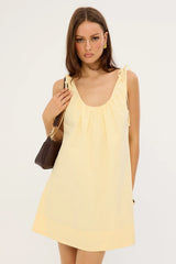 Perfect Stranger Penelope Tie Shoulder Mini Dress Butter
