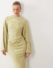 long sleeve waisted maxi dress in light sage