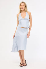 Perfect Stranger True Romance Satin Halter Top Ice Blue