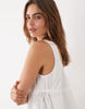 channel elastic trapeze mini dress in white