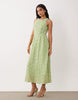 VILA floral jacquard midaxi dress in sage green