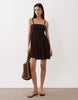 Free Society shirred beach mini dress in dark brown