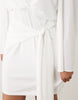TFNC Plus slinky v-neck shoulder pads draped detailing mini dress in white