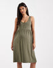 Mamalicious Maternity 2 function nursing button up mini sundress in dark khaki