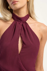 Perfect Stranger Ember Halter Maxi Dress Plum