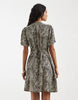 ONLY v neck tie waist mini dress in leo print