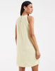 PIECES racer neck satin mini dress in pastel yellow