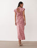 Nobody's Child Willow cap sleeve midi dress in pink delicate floral