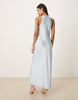 VILA racer neck satin midaxi dress in light blue