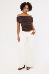 Perfect Stranger Rhiannon Off Shoulder Top Brown