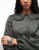 Reclaimed Vintage mini dress with asymmetric placket in charcoal gray