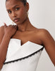 ASOS LUXE satin bandeau mini dress with contrast trim detail in white