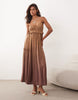 Iisla & Bird beach maxi dress in chocolate brown