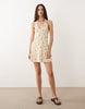 Miss Selfridge halterneck mini dress with picot edges in floral print