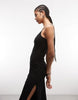 Weekday v neck cami maxi dress in black exclusive to ASOS