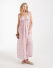 Vero Moda ruffle shoulder V-neck maxi dress in pink floral print