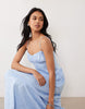 eyelet cami maxi dress in light blue