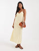 Vero Moda Petite linen look cami strap midi dress in banana yellow