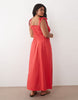 Esmee Curve sleeveless maxi beach dress with trim in red